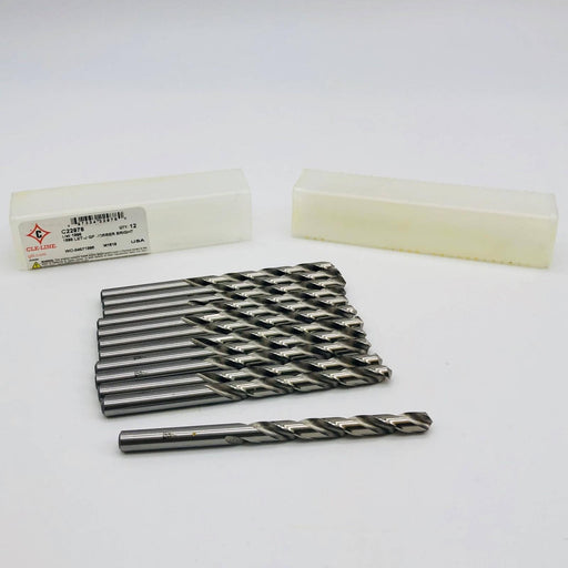 12x Cle-Line C22978 Jobber Drill Bit 1898 Spiral 2 Flutes HSS Bright 4.125 OAL 1