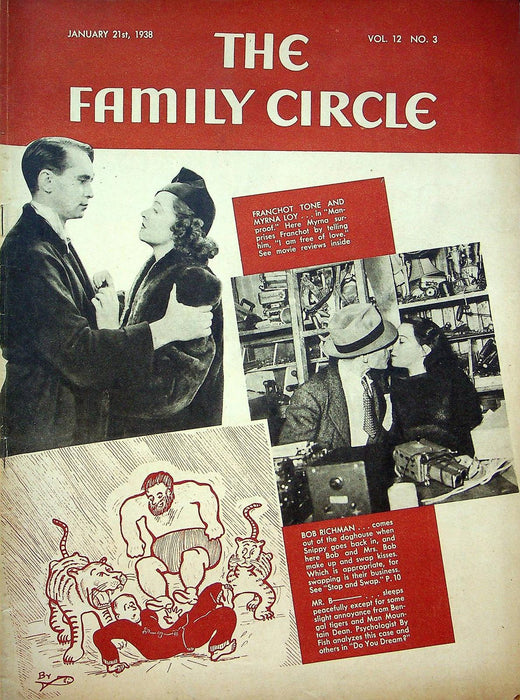 The Family Circle Magazine January 21 1938 Vol 12 No 3 Franchot Tone, Myrna Loy 1