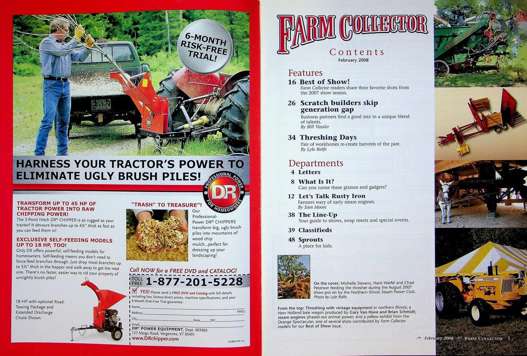 Farm Collector Magazine February 2008 Vol 10 # 6 Threshing Days