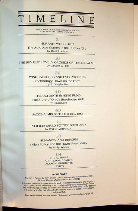 Timeline Ohio Historical Magazine April/May 1985 Vol 2 No 2 Auto Age Rubber City 2