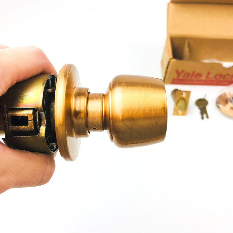 Yale Storeroom Closet Door Knob Lockset BR5305 380AN US10 Satin Bronze New NOS 3