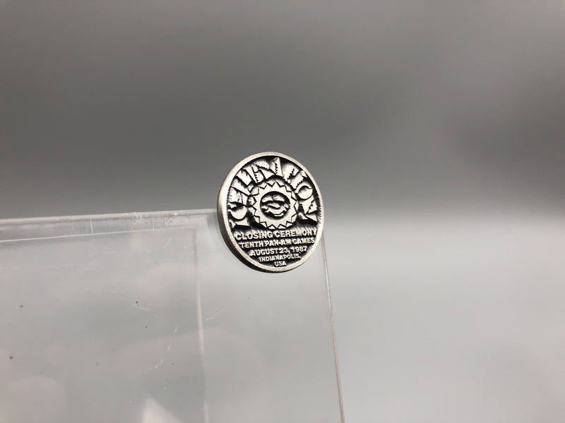 Vintage Pan Am Games Lapel Pin Celebracion! Closing Ceremony Pewter Indianapolis