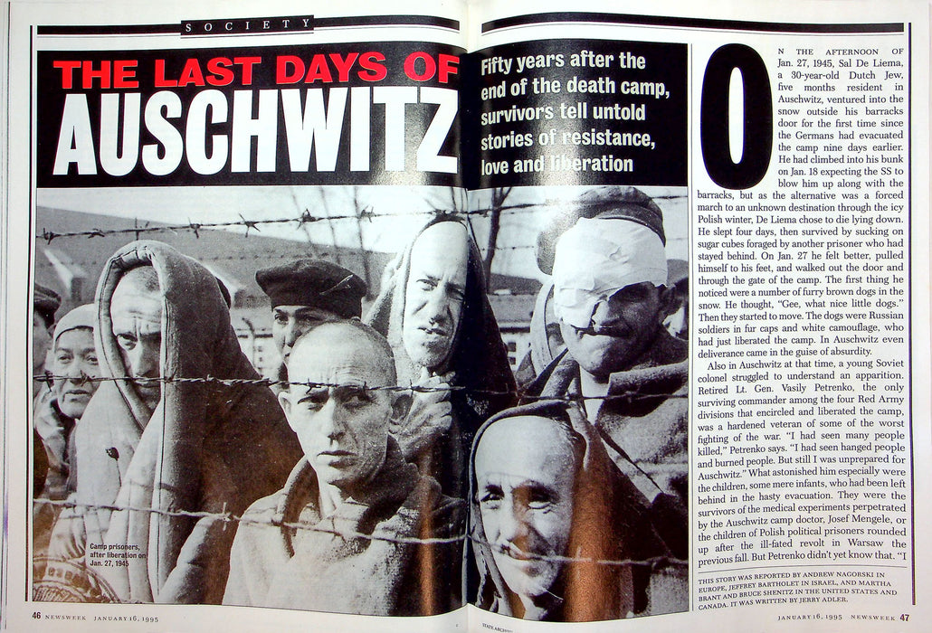 Newsweek Magazine January 16 1995 Last Days Of Auschwitz Stories Hilary Clinton