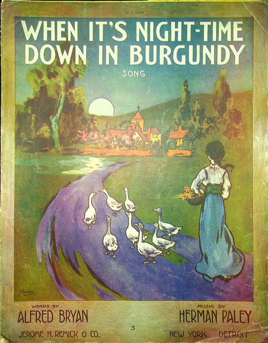 Sheet Music When Its Night Time Down In Burgundy Alfred Bryan H Paley 1914 Cpy2 1