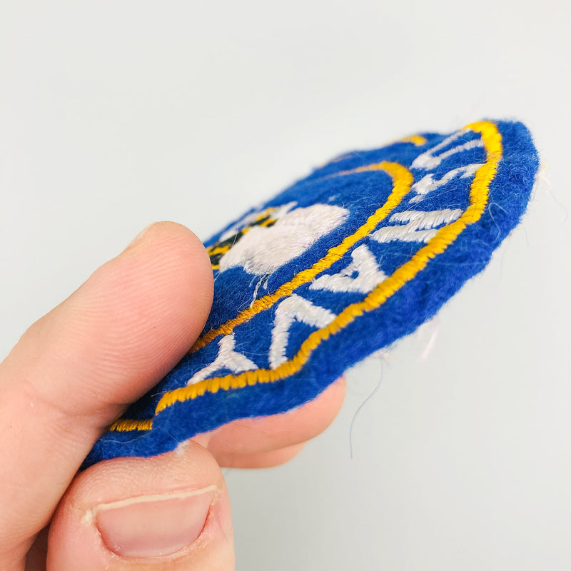 WW2 US Navy Seabees Patch On Wool Embroidered Large Cut Edge Pocket No Glow