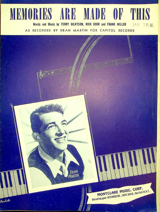 Sheet Music Memories Are Made Of This Dean Martin Terry Gilkyson Rich Dehr 1955 1