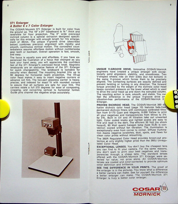 1978 Cosar Mornick Darkroom Equipment Brochure Enlargers, Analyzers & Price List