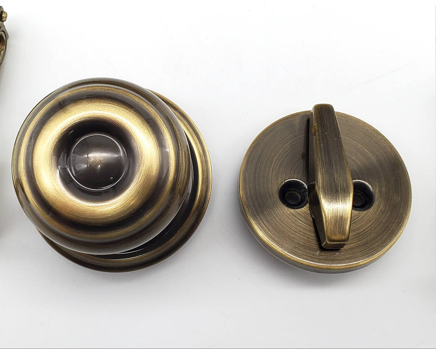 Schlage Interior Knob & Deadbolt Set Antique Brass F159N 609 GEO w/ 2 Latches