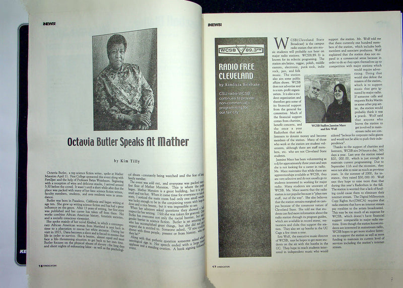 The Vindicator Magazine May 2002 Cleveland State University CSU Octavia Butler