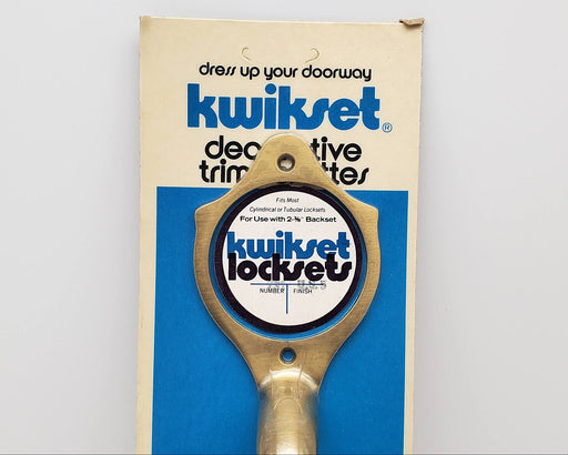 1960s Kwikset Escutcheon Lockset Satin Brass Relieved No 231 w/ Handle NOS 2