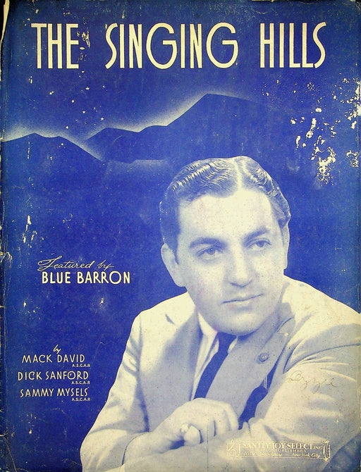 Singing Hills Sheet Music Blue Barron Mack David Piano Vocal Chords 1936 Santly 1