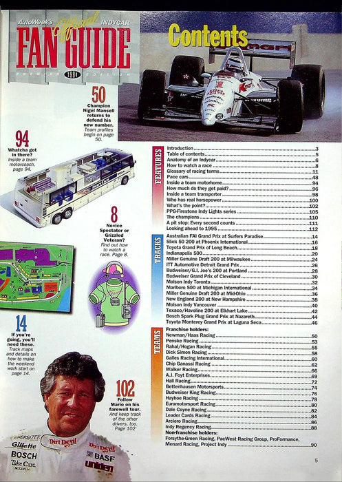 Autoweek's IndyCar Fan Guide 1994 Mario's Farewell Tour, Nigel Mansell