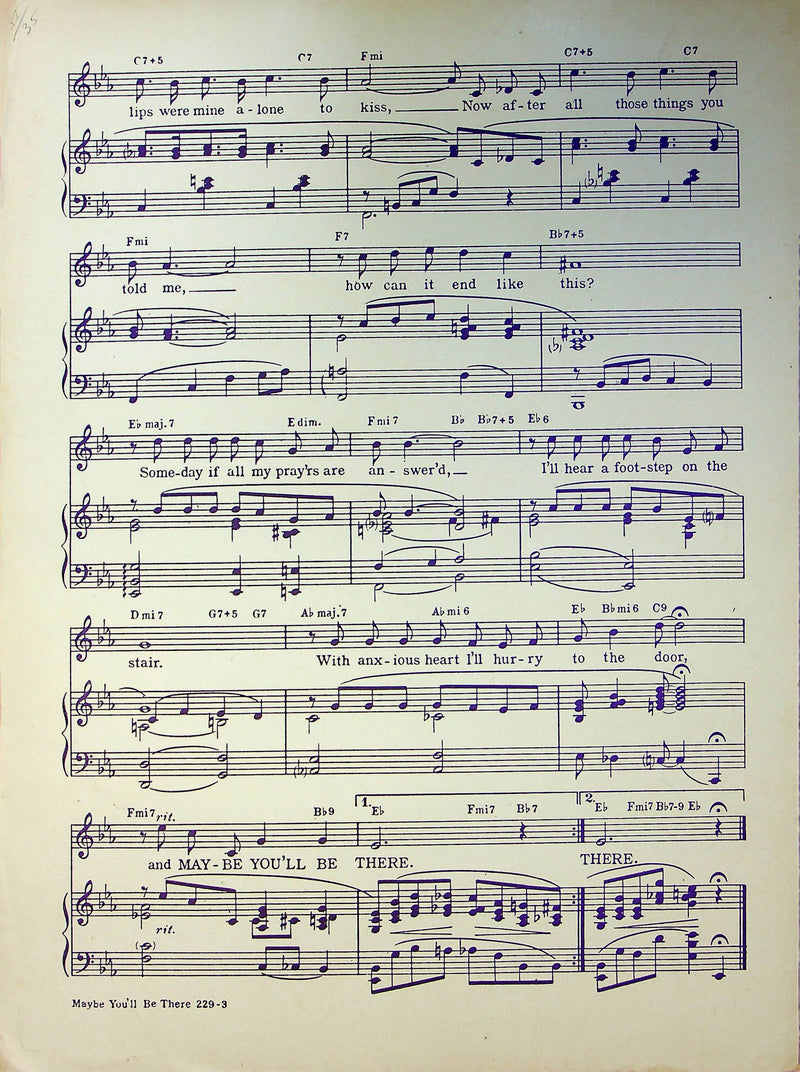 Vintage Sheet Music Maybe You'll Be There Sammy Gallop Rube Bloom Gordon Jenkins 3