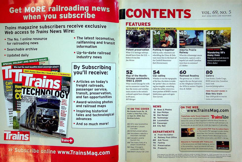 Trains Magazine May 2009 Vol 69 No 5 Many Lives Of A Steam Locomotive