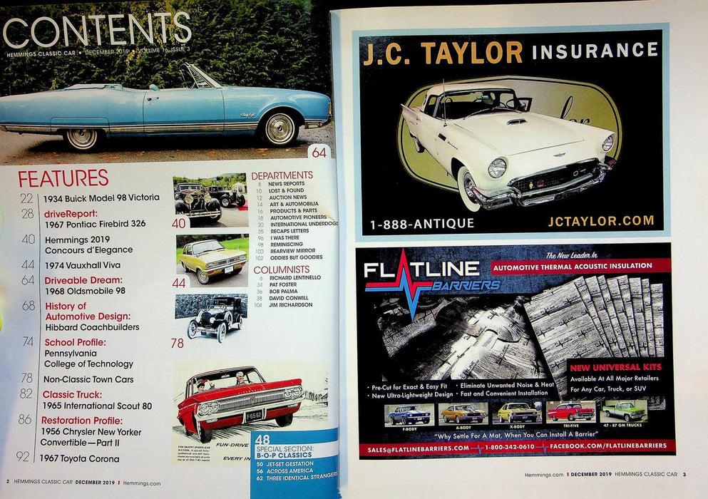 Hemmings Classic Car Magazine December 2019 Vol 16 # 3 B-O-P Special