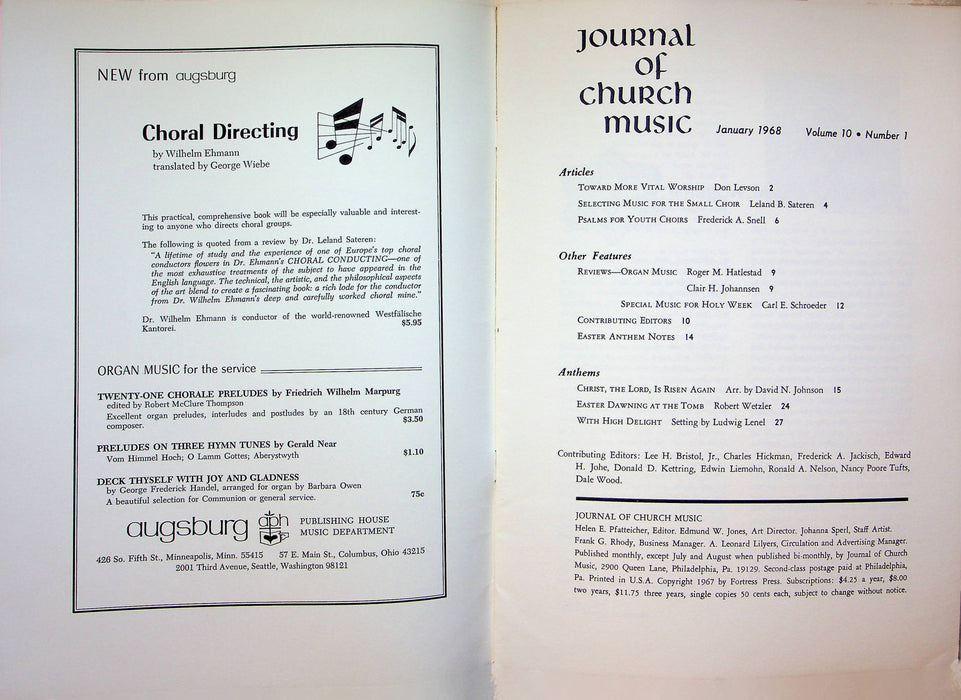 Journal of Church Music Magazine Jan 1968 Toward More Vital Worship Don Levson 4