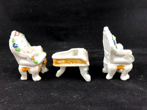 Occupied Japan Asian Oriental Miniature Porcelain Chairs & Piano - Missing Lid 2