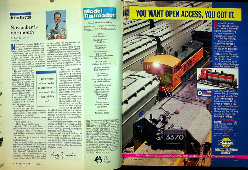 Model Railroader Magazine October 1998 Vol 65 No 10 New Giants From EMD