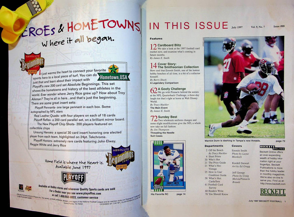 Beckett Football Magazine July 1997 # 88 Emitt Smith Cowboys Jeff George 1 2