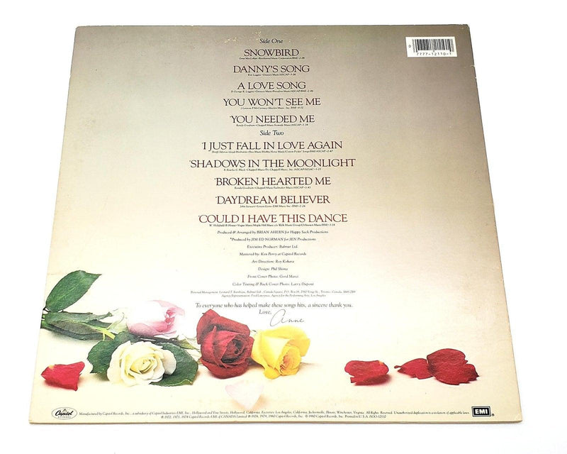 Anne Murray's Greatest Hits 33 RPM LP Record Capitol Records 1980 SOO-12110 3 2