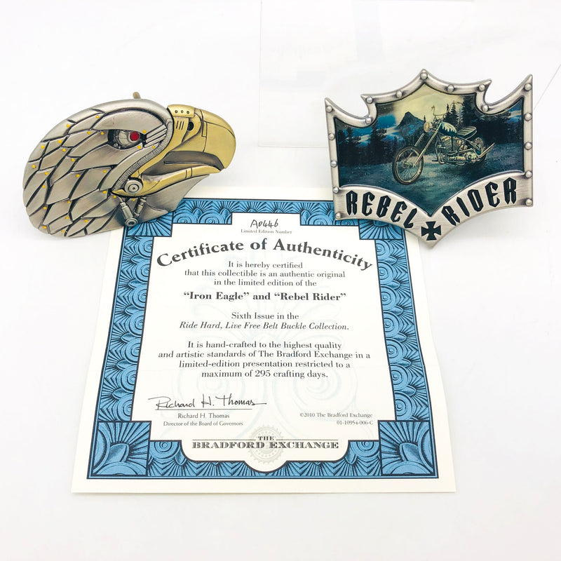 Pewter Belt Buckle Iron Eagle Rebel Rider Motorcycle Biker Bradford Exchange