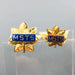 Pair Military Sea Transport Service Pins Pinback M. S. T. S. Gemsco NY Oak Leaf 4