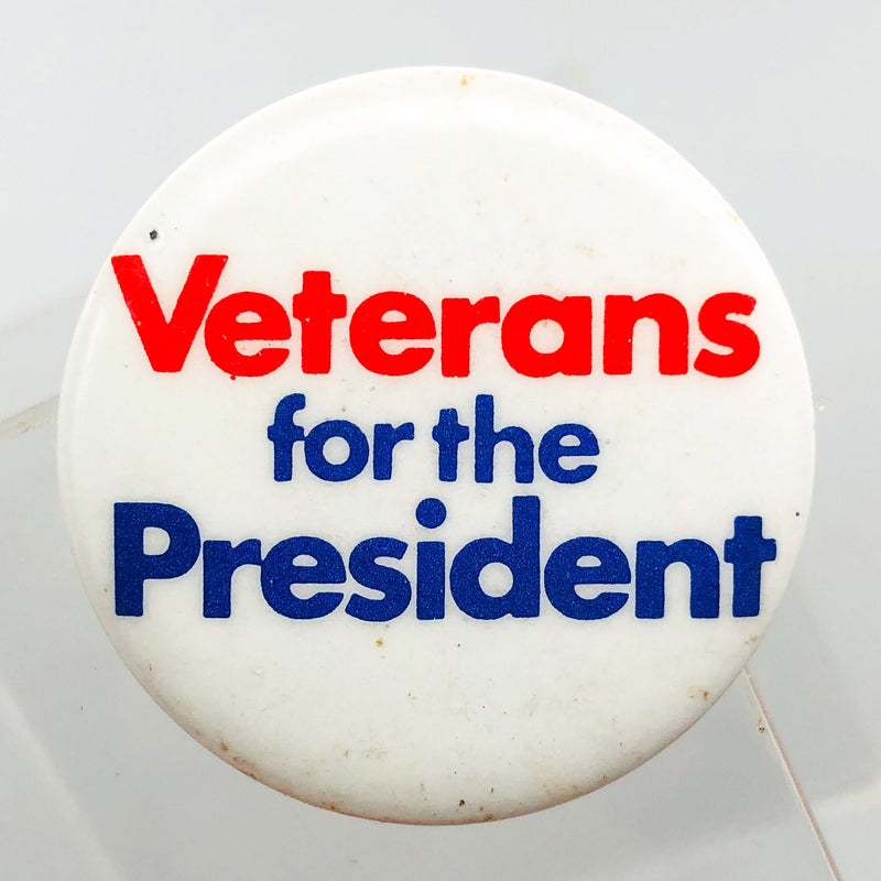 Veterans For The President Button 1.25" Pinback Vintage Columbia Advertising NYC