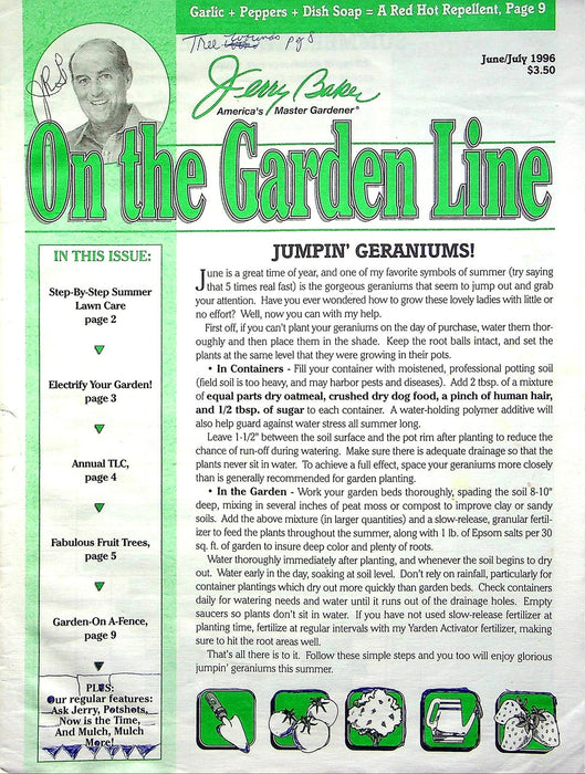 On The Garden Line Magazine June 1996 Fruit Trees, Summer Lawn Care