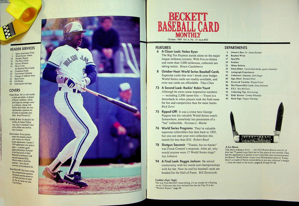 Beckett Baseball Magazine Oct 1989 # 55 Nolan Ryan Texas Rangers Fred McGriff 2