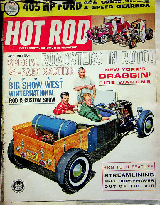 Hot Rod Magazine April 1962 New Yorks Draggin Fire Wagons Roadsters in ROTO