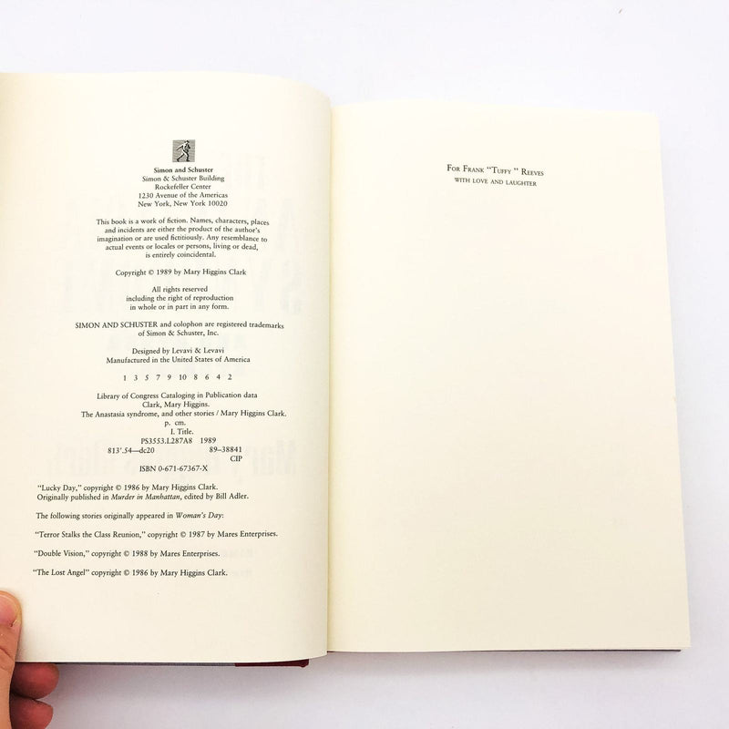 The Anastasia Syndrome And Other Stories HC Mary Higgins Clark 1989 1st Edition 8