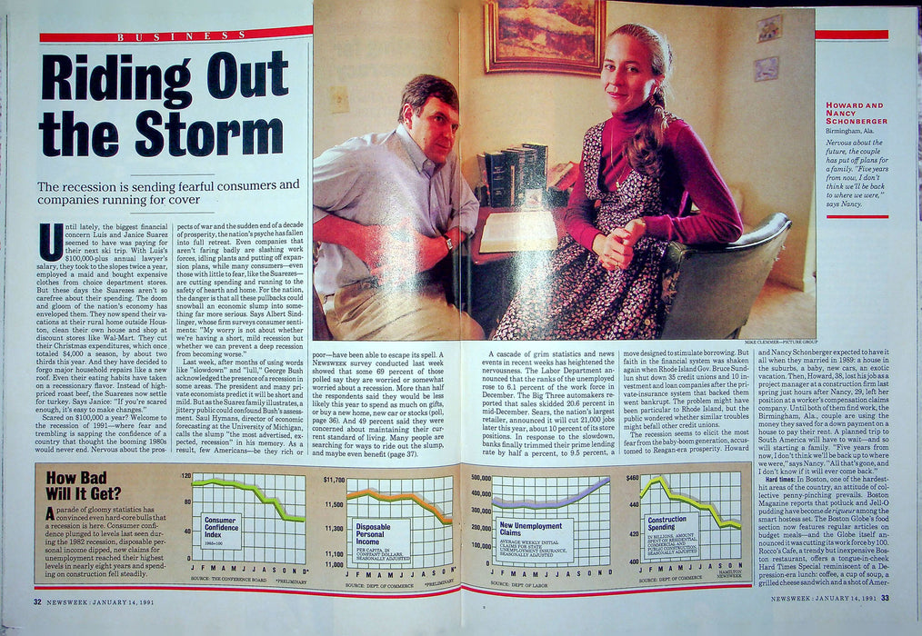 Newsweek Magazine January 14 1991 Desert Storm Gulf War Begins US Recession