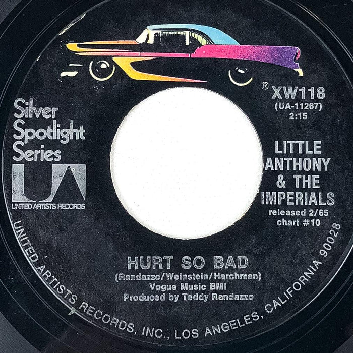 Little Anthony & the Imperials 45 RPM 7" Record Take Me Back / Hurt So Bad 1965 1