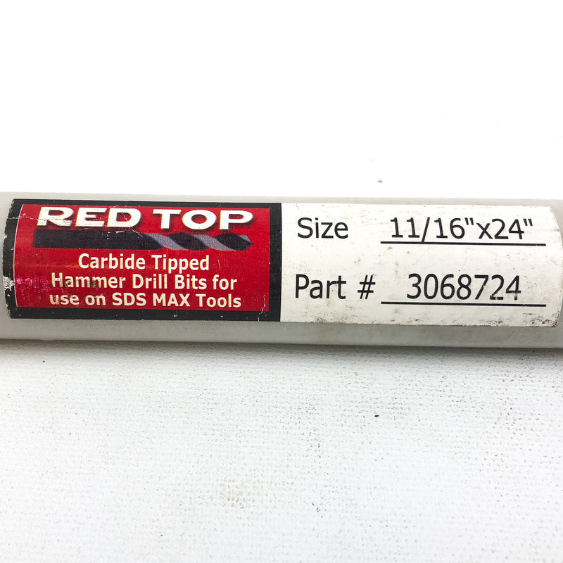 Hammer Drill Bit 11/16"x24" SDS MAX Carbide Tipped 18" LOC Concrete Masonry