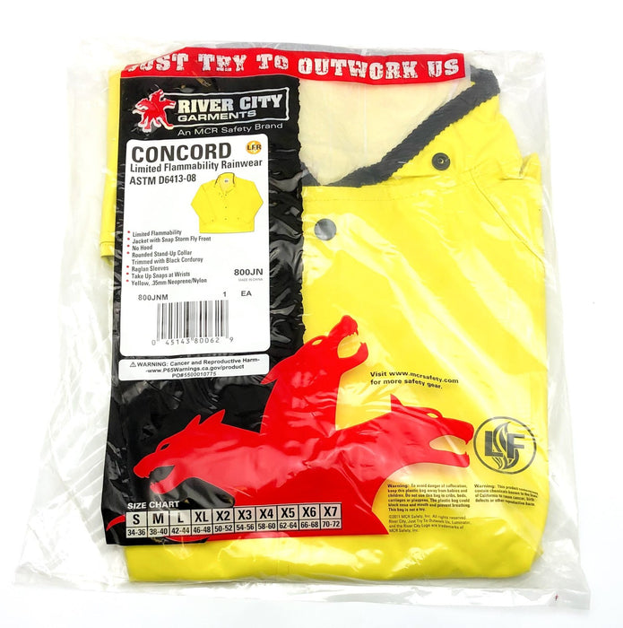 Yellow Safety Rain Jacket Coat Mens Medium Flame Resistant MCR Concord 800JNM 1