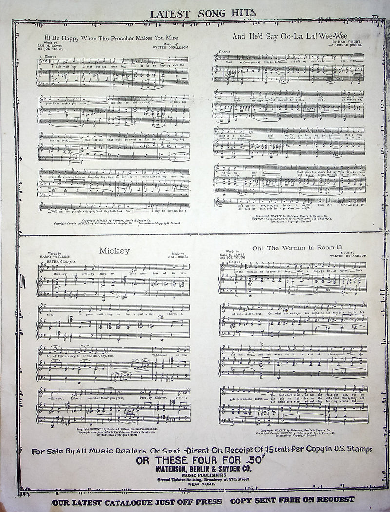 Vintage Sheet Music Oh What A Pal Was Mary 1919 Henry Burr Ray Perkins Piano 2