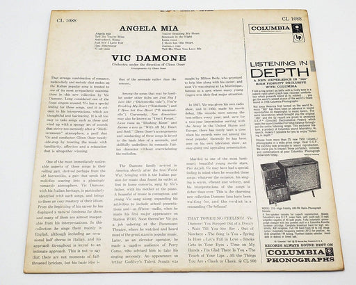 Vic Damone Angela Mia 33 RPM LP Record Columbia 1958 CL 1088 2