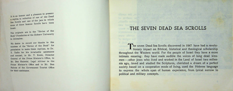 The Dead See Scrolls Booklet Shulamith Schwartz Nardi 1958 Jerusalem University