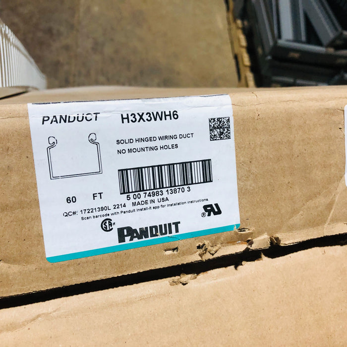10-Pc Panduit H3X3WH6 Panduct Solid Hinged Wiring Duct Wall 6 Foot Sections