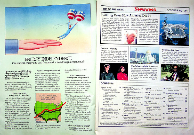 Newsweek Magazine October 21 1985 Italian Liner Hijacked Mohamed Al Fayed Wealth 2