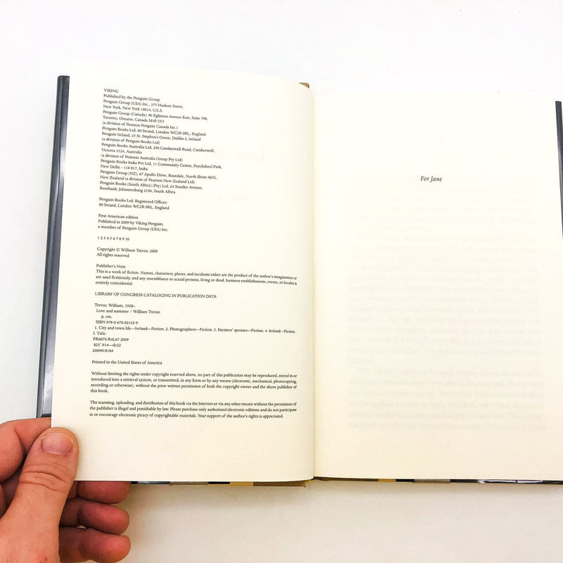 Love And Summer Hardcover William Trevor 2009 1st Edition Ireland Love Affair 8