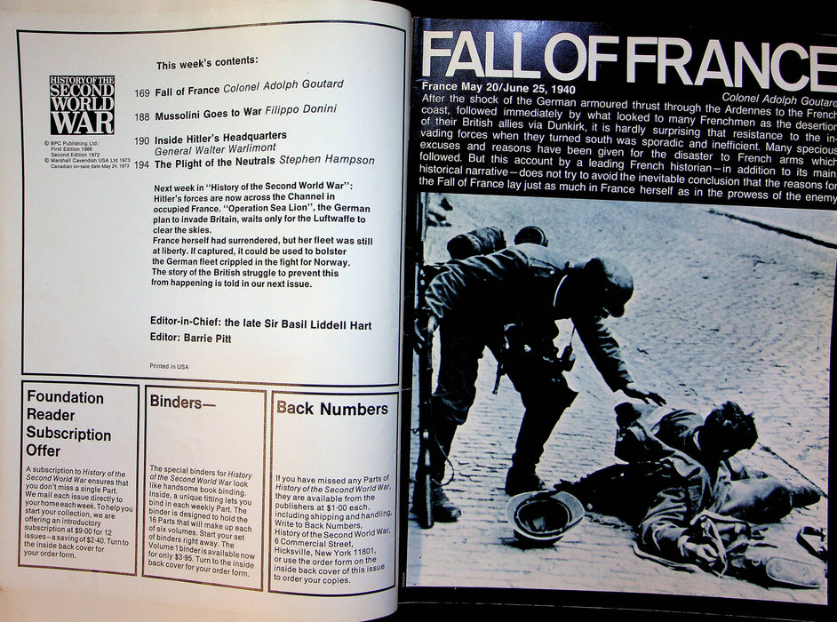 History Second World War Magazine 1973 Part 7 France Falls Mussolini Enters War 3