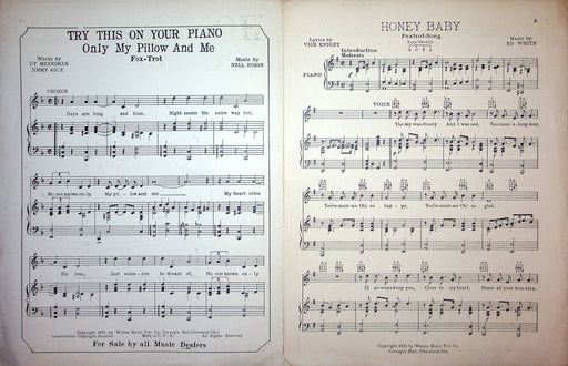 Sheet Music Honey Baby Ed White Vick Night 1931 Winton Music Foxtrot Song 2