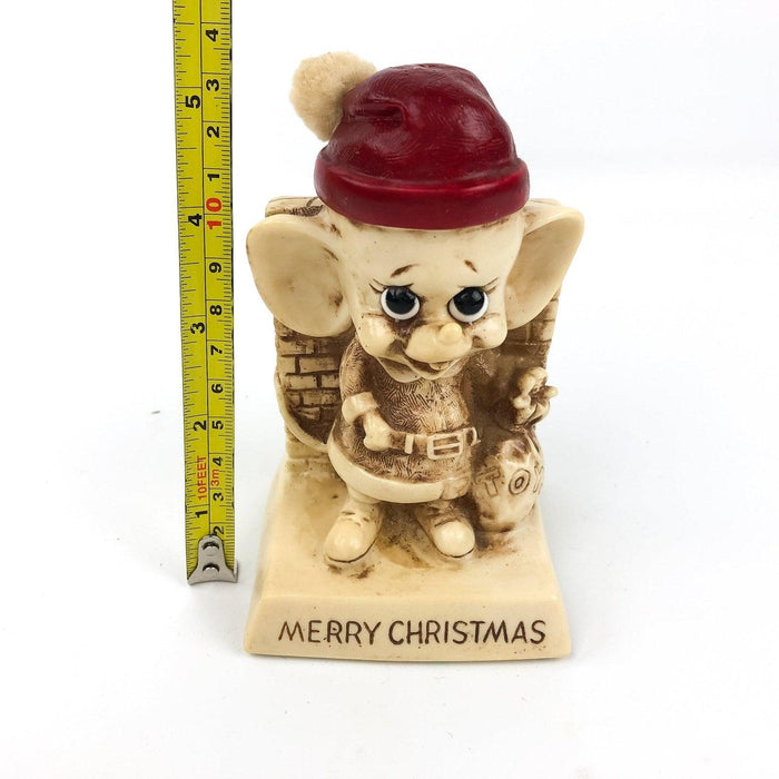 Merry Christmas Mouse Figurine Statue Bright Red Hat Russ Berrie 1969 9