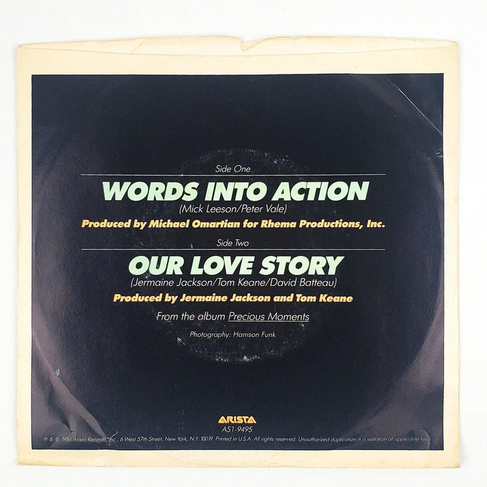 Jermaine Jackson Words Into Action Record 45 RPM Single AS1-9595 Arista 1986 2