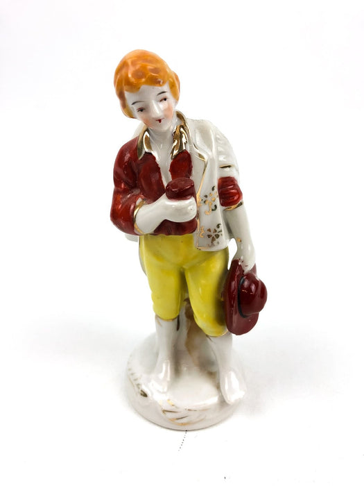 Occupied Japan Colonial English Man Holding Red Drink & Hat White Jacket Gold 1
