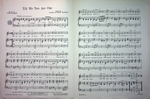 George Shaw Sheet Music Till We Two Are One 1953 Glazer Martin Wedding Songs 2
