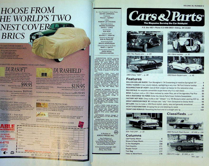 Cars & Parts Magazine May 1987 Vol 30 No 5 Sweepstakes Restored '55 Crown Vic