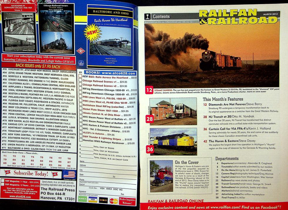 Railfan & Railroad Magazine March 2013 Vol 32 No 3 The Huron & Eastern