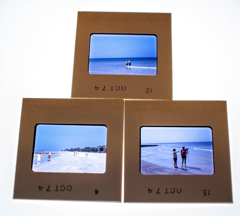 Vintage 35mm Photo Transparency Slides - Family at the Beach 1974 | Lot of 3 1